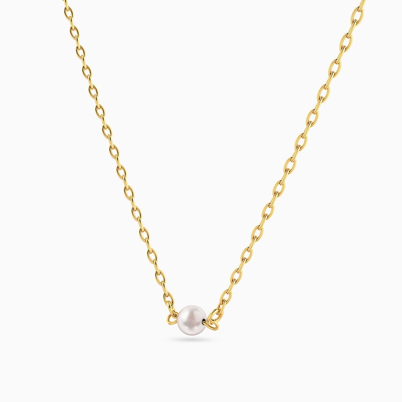 ميس أل'باي لازوردي سلسلة ذهب للأطفال عيار 14 قيراط مزينة بلؤلؤة - Image 2